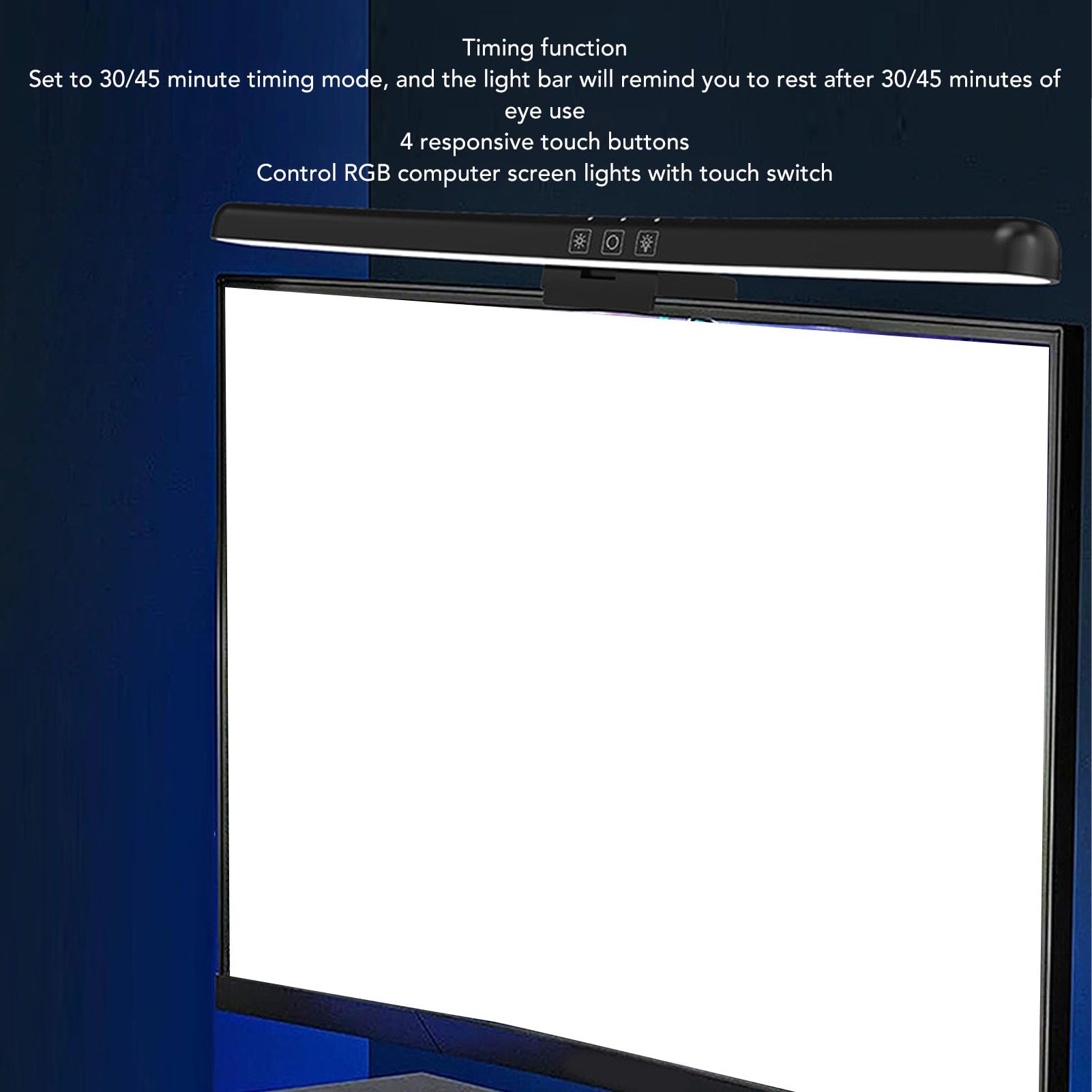 XUMIUZIY Lampada per Monitor Computer, Barra Luminosa per Monitor Curvo con Telecomando, Lampada da Lavoro LED da Lettura USB con 7 Effetti di Luce RGB, Controllo Touch, Cura degli Occhi
