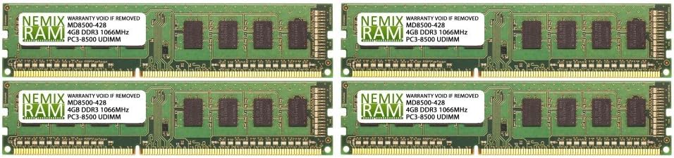 NEMIX RAM 16GB (4X4GB) DDR3 1066MHZ PC3-8500 2Rx8 1.5V 240-PIN Non-ECC UDIMM Unbuffered Desktop Memory KIT