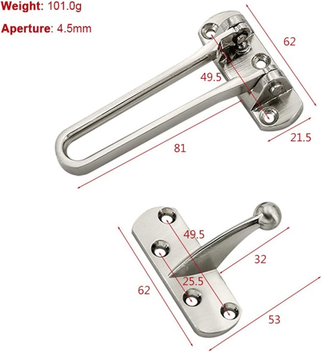 Chain Locks for Inside Door, Safety Door Bolt Home Anti-Theft Door Door Lock Chain Stainless Steel Security Bedroom Latch