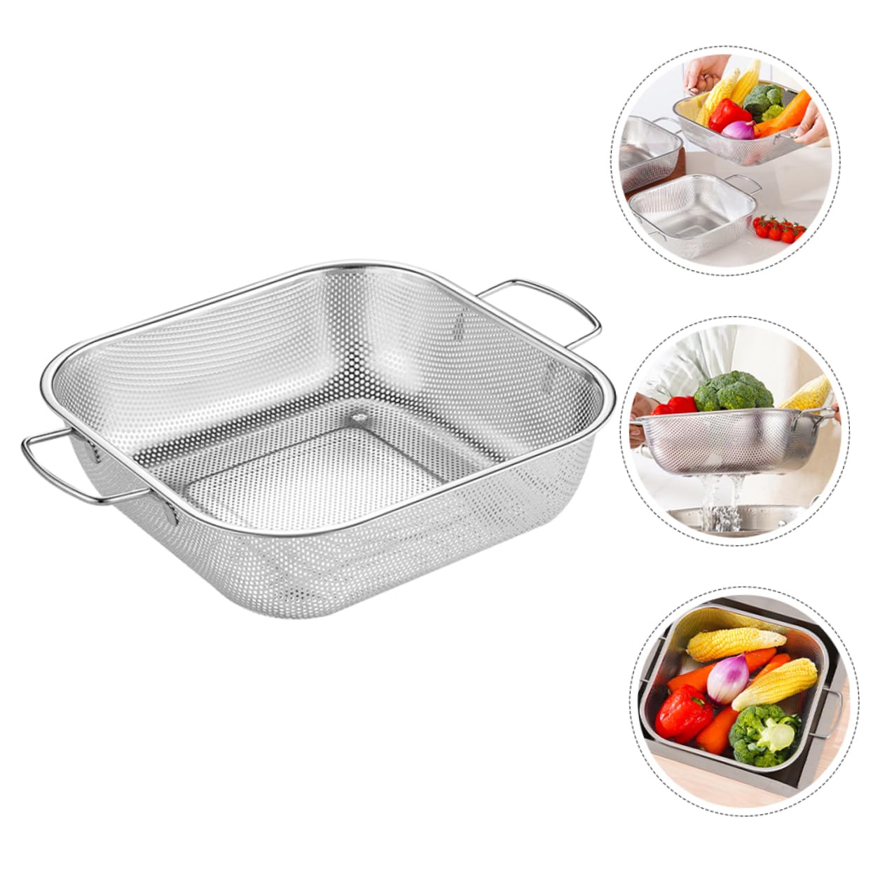 Colador Inoxidable Con Escurridor Para Pasta Cesta Drenante Multifuncional Para Cocina y Lavavajillas