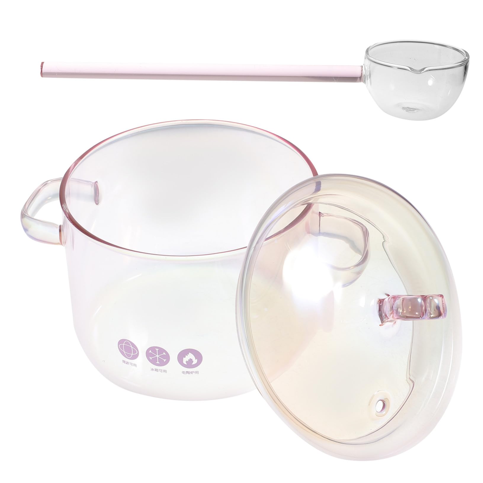 Alipis Glas Schmortopf 1500 Ml mit Löffel Transparenter Großer Topf aus Glas zum Langsamen Kochen für Gartenparty und Freunde