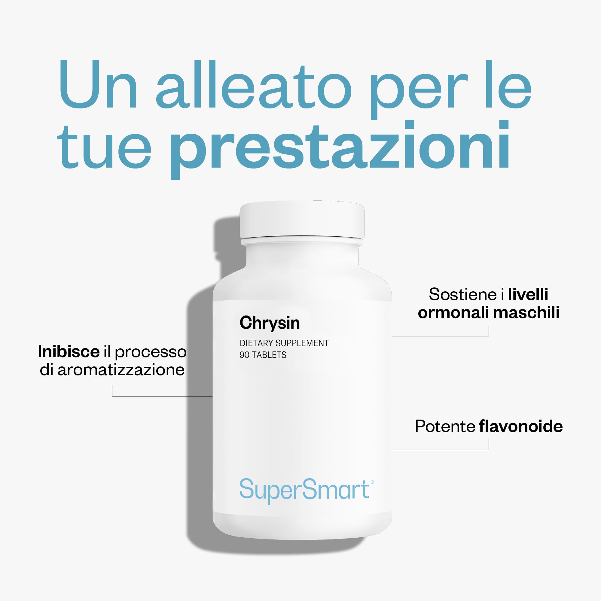 Crisina - Supportare il Testosterone nell'Uomo - Naturale - SuperSmart | Integratore Naturale per Supportare il Testosterone nell'Uomo - Estratto di Passiflora - 90 Compresse