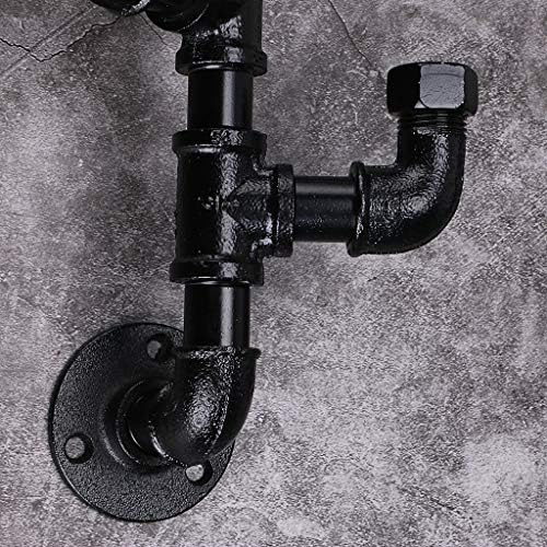 SUMNACON Heavy Duty Industrial Pipe Coat Hook Rack - Rustic Metal Towel Holder Wall Mounted Vintage Hat Hanger Racks 2 Hooks for Home, Store, Office, Electroplated Black Finishwith