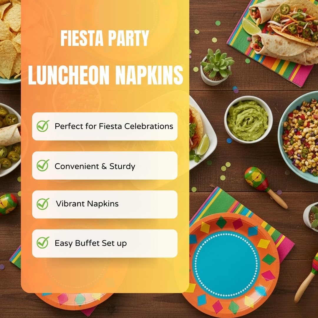 Fun Express - Fiesta Party Lunch Napkins for Cinco de Mayo - Party Supplies - Print Tableware - Print Napkins - Cinco de Mayo - 16 Pieces