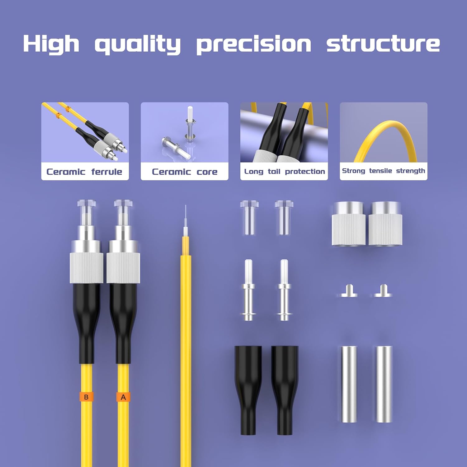 50Meters 165ft LC/UPC-ST/UPC Single-Mode Fiber Optic Cable LC to ST OS1 OS2 Jumper Optical Patch Cord Duplex 9/125um Yellow LC-ST