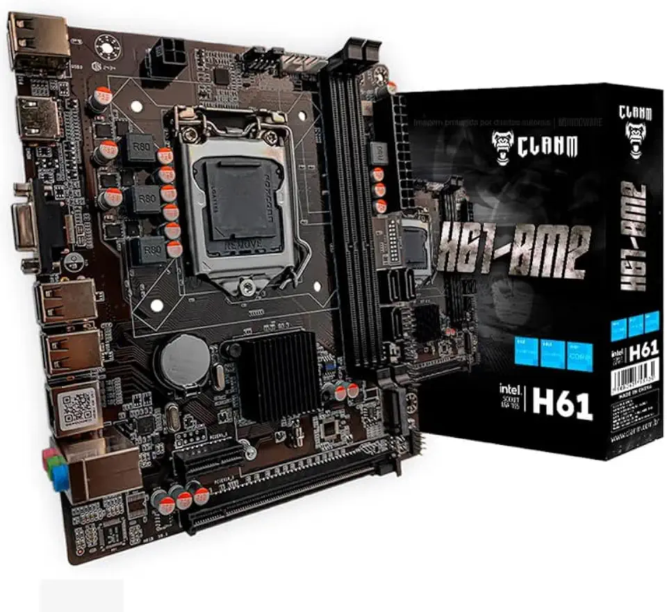 PLACA-MÃE H61, LGA 1155 – DDR3 – M.2 NVMe – CHIPSET INTEL H61 – CLANM