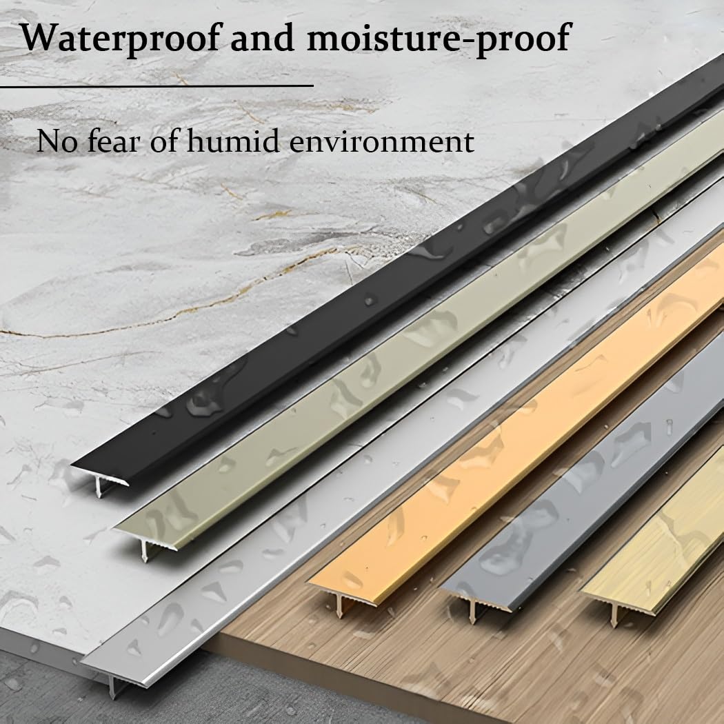 Tira De Umbral 100cm×3 Pieza, Moldura En T, Perfil De Transición De Aluminio Para Uniones De Madera, Parquet, Tarima Y Mármol, Cubrecantos Embellecedor(Champagne,20mm/0.78in)