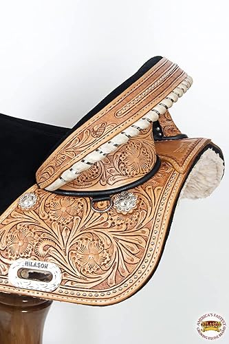 Vista 32 de HILASON Western Horse Treeless Trail Barrel Saddle American Leather Tan Horse Saddle Western Saddle Treeless Saddle Saddle for Horses Negro