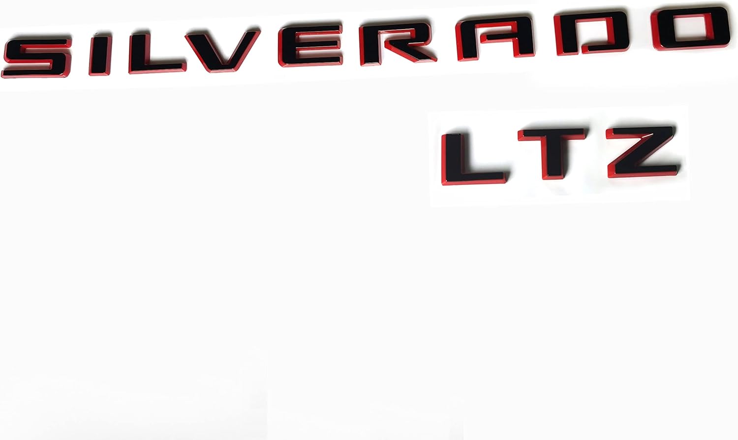 2019-2025 2pack OEM Nameplate with LT Emblem 3D Letters Badge Replacement for Silverado 1500 2500HD 3500HD 86539786 (Glossy Black)