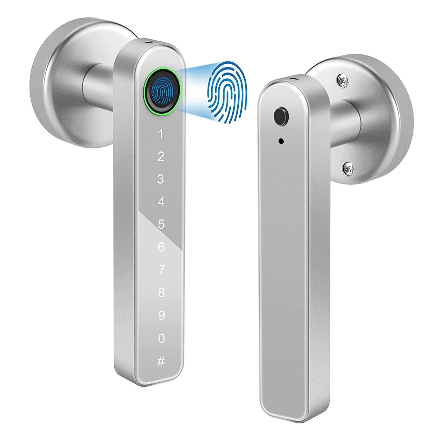 Ctrlzs Smart Door Lock Keyless Entry Door Lock Keypad Door Lock With Handle, Fingerprint Door Lock With Tuya App Wifi Control