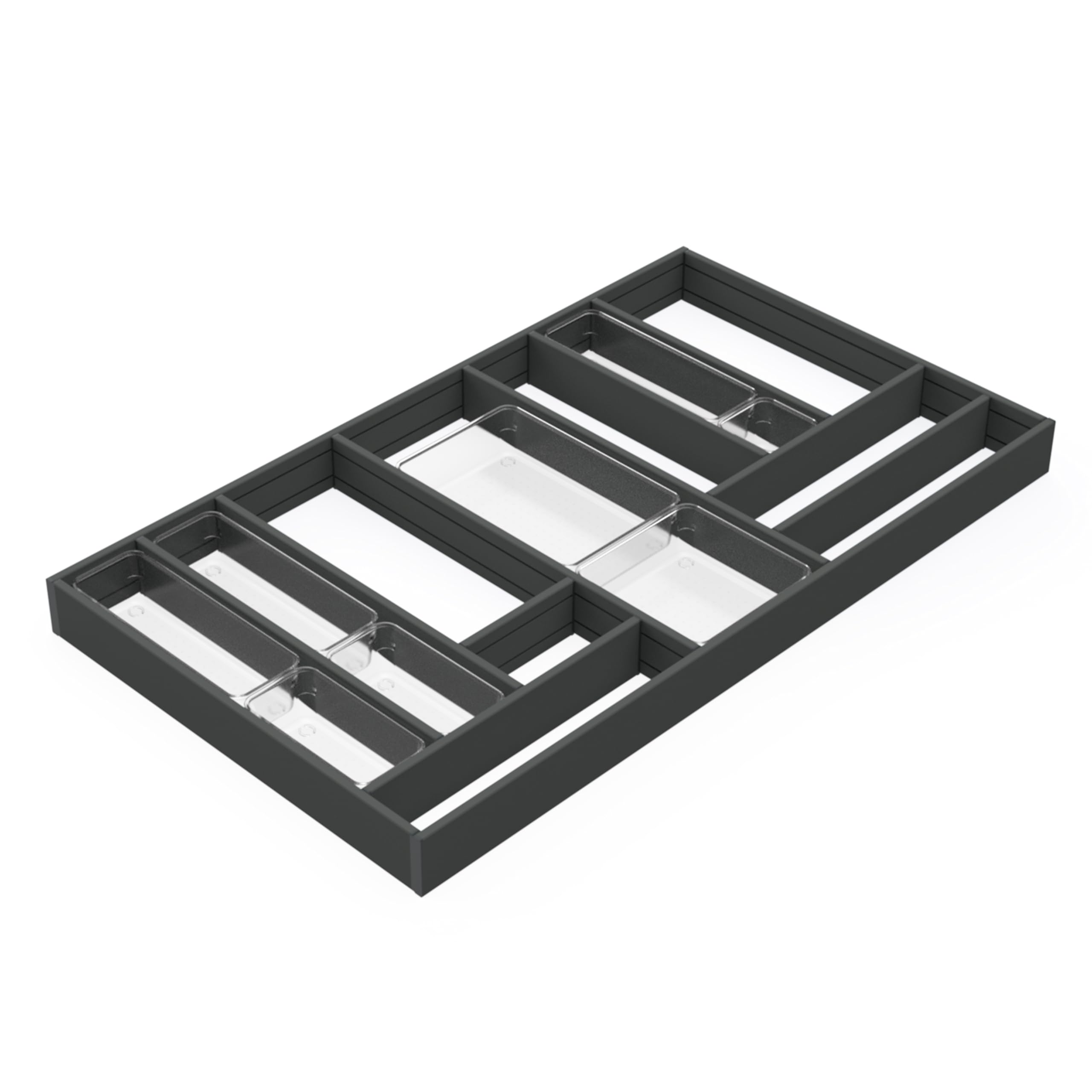 Emuca - Organizzatore per cassetti 900x500, divisori per cassetti,Alluminio, Grigio antracite