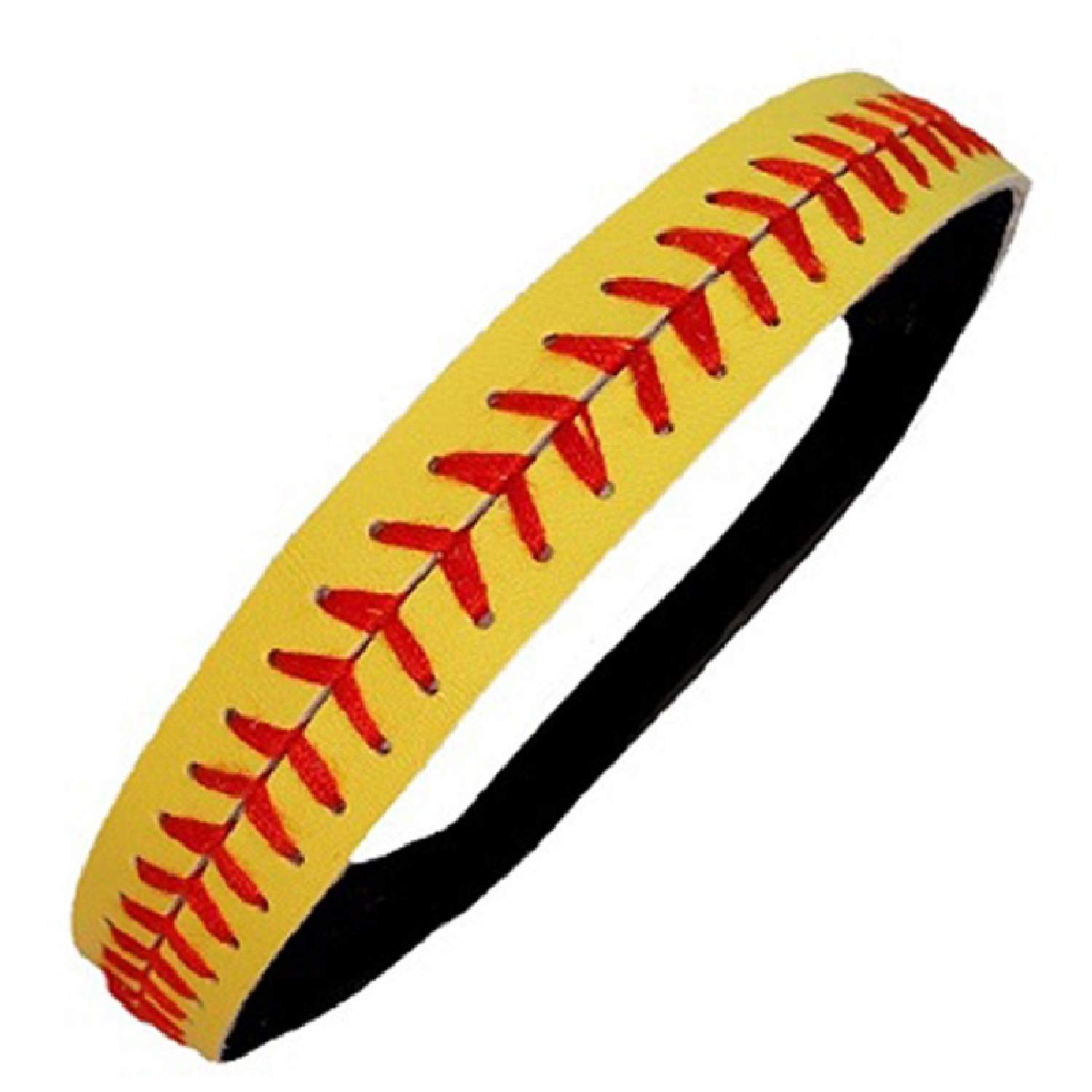 Hurtowe opaski do softballu - żółta skóra z czerwonym szwem (dostępne w wielu ilościach w opakowaniu) Fastpitch elastyczna sportowa i modna opaska na głowę od Kenz Laurenz