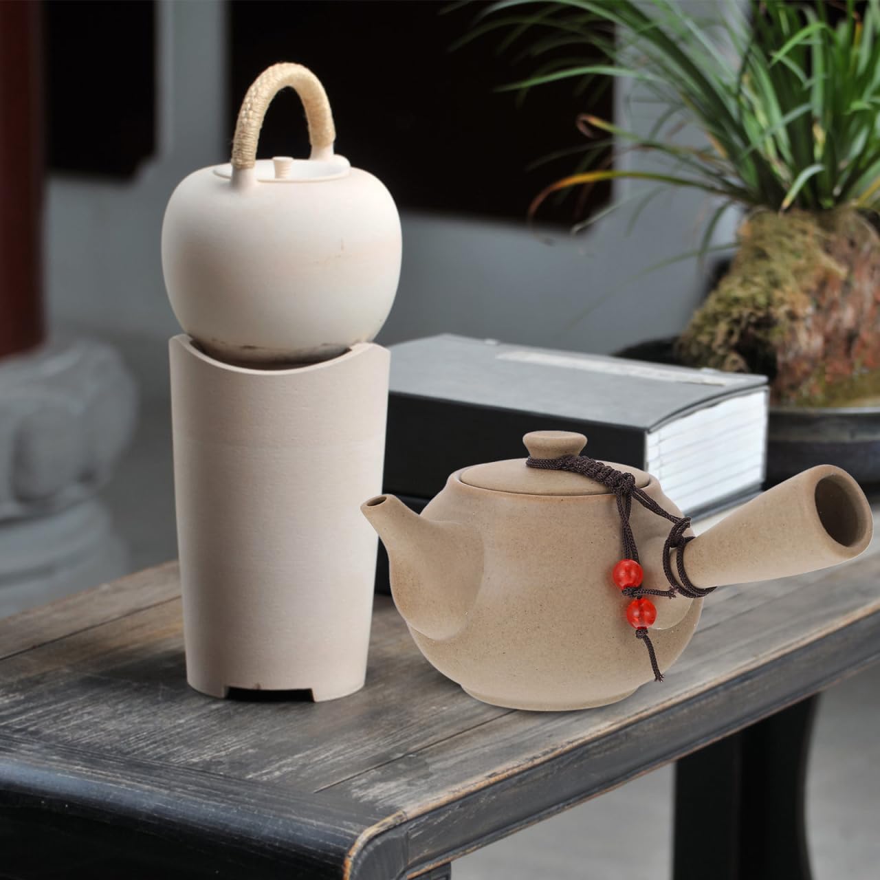 YARNOW Kyusu Teebereiter Chinesische japanische Teekanne mit Seitengriff Keramik Teekanne Porzellan Wasserkocher für losen Tee Büro Zuhause Restaurant Teetrinker