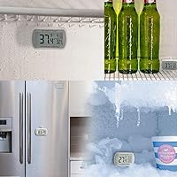 Vista 7 de AEVETE Termómetro digital impermeable para refrigerador con pantalla LCD grande, termómetro de sala de congelador con parte trasera magnética, sin