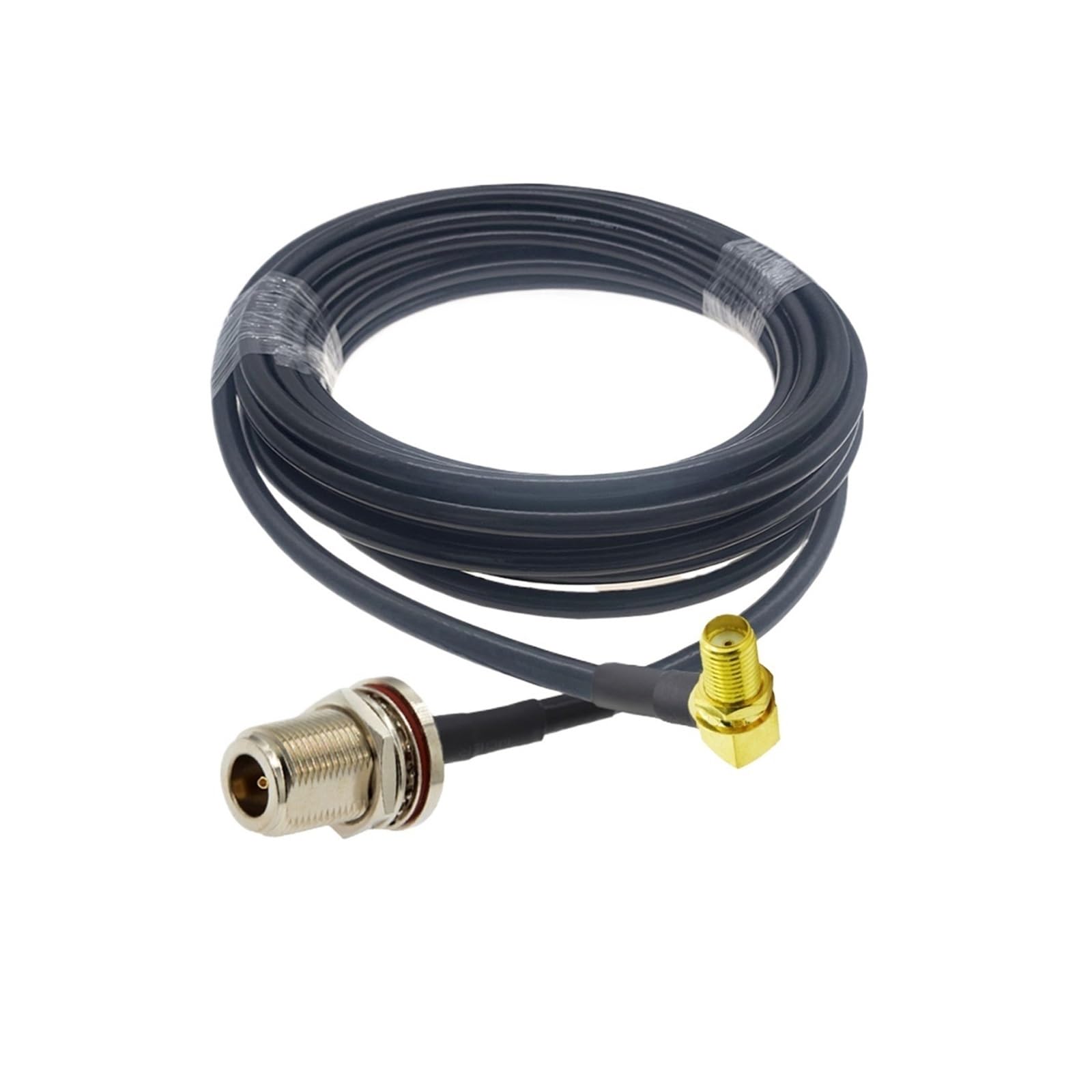 Cable coaxial LMR200 de baja pérdida, conector SMA macho a N en ángulo recto, for enrutador inalámbrico 4G LTE, puerta de enlace, radio celular ADS-B.(WP N F to SMA F90-5M)