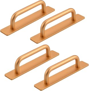 AFBORD 4Pcs Self-Stick Instant Cabinet Drawer Handles Adhesive Cabinet Handles No Drilling Punch Free Simple Installation Wardrobe Drawer Pulls Furniture Hardware Golden