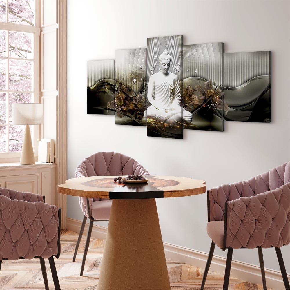 Cuadros B&D XXL - Cuadro en Lienzo Buda Zen Spa 225x112 cm 5 piezas - Impresión en material tejido no tejido cuadros decoracion salon modernos lienzos - Flores Abstracto h-C-0043-b-o