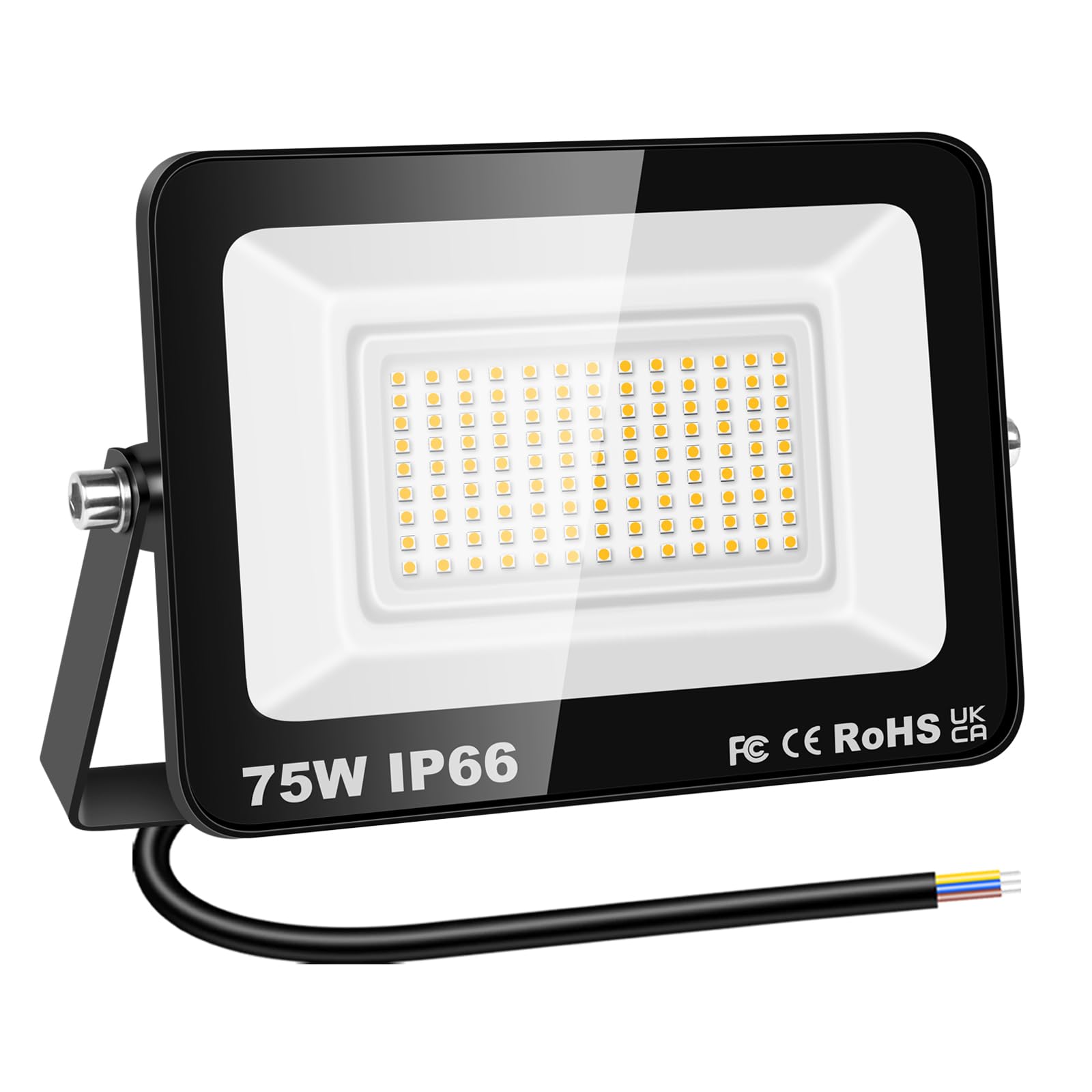 YOJZMA 75W 7500LM 7500LM Daylight 3000K Warm White IP66 Waterproof Security Lighting for Garden Garage Yard Sports Field Patio Driveway Porch
