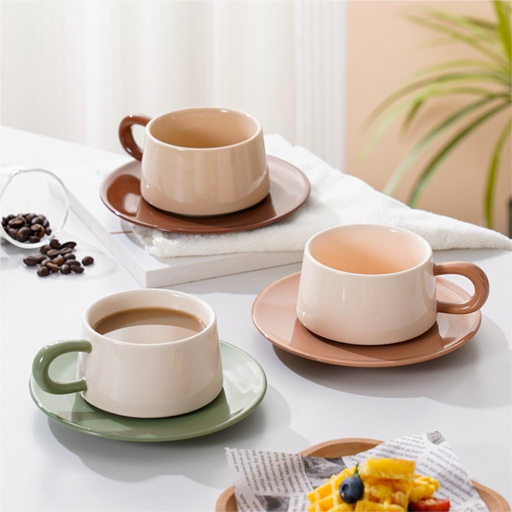Tasses à café, Tasse de thé créative for Restaurant, tasse ménage, l'après-midi et soucoupe, café(Dark Brown)
