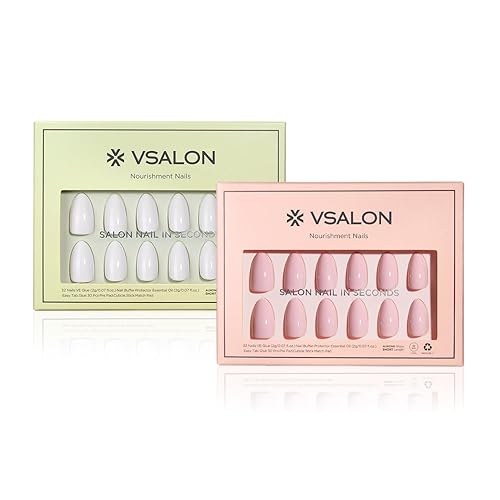 VSALON Pastel Press on Nails Pink and White