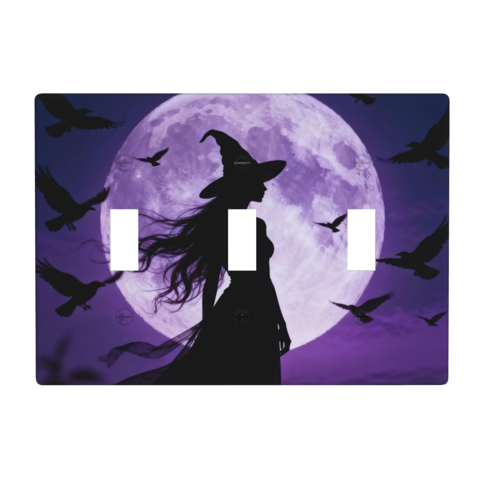 Beautiful Witch 3 Gang Switch Plate Cover-Unbreakable Polycarbonate Wall Plate, Heat Resistant Toggle Switch Decor for Home