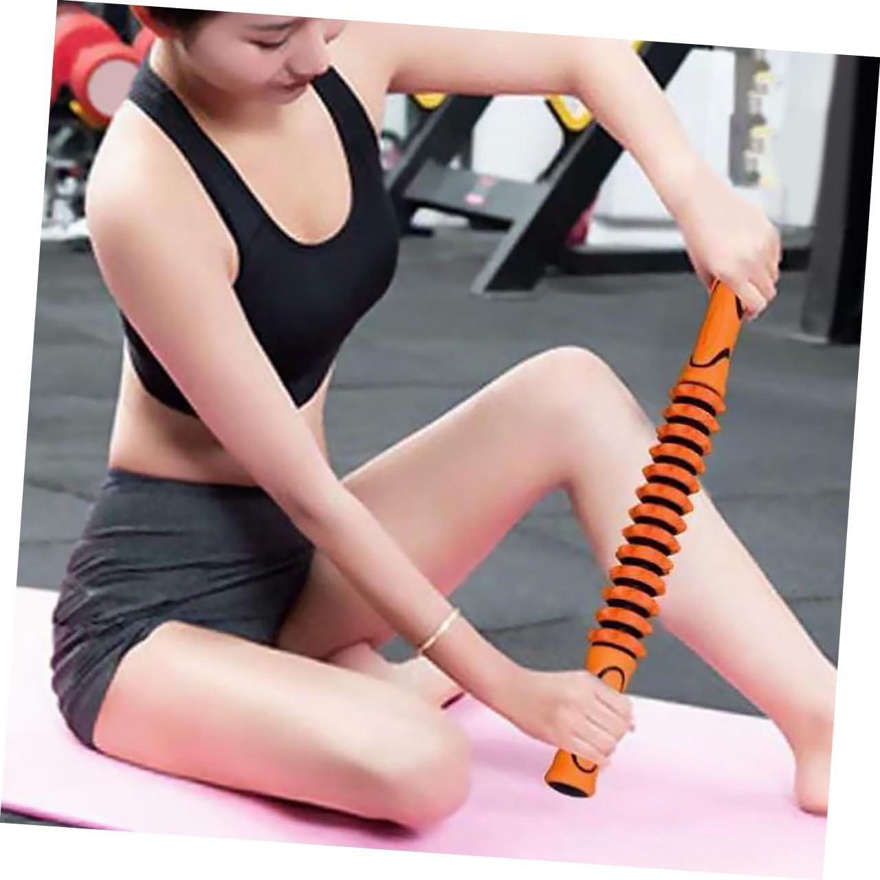 Manual Body Massager Stick with Gear Roller Surface for Muscle Relaxation and Belly Fat Massage Fitness Tool for Women and Men Exercise Therapy