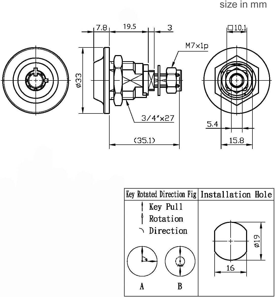 Gun Cabinet Original Homak Toolbox Lock 3/4" Replacement Lock Item# 2417 (KA X3)