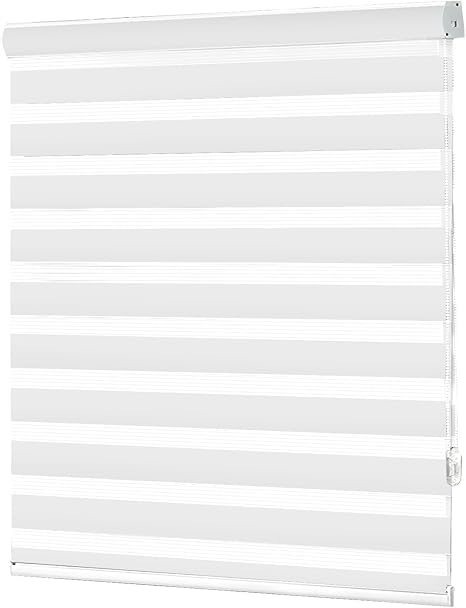 No Tools No Drill Zebra Blinds for Windows Cordless,Customizable Zebra Roller Shades, Dual Layer Blackout-Filtered Privacy Light Control Window Blinds Home Office, Easy to Install