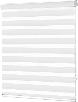 No Tools No Drill Zebra Blinds for Windows Cordless,Customizable Zebra Roller Shades, Dual Layer Blackout-Filtered Privacy Light Control Window Blinds Home Office, Easy to Install