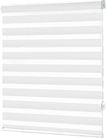 No Tools No Drill Zebra Blinds for Windows Cordless,Customizable Zebra Roller Shades, Dual Layer Blackout-Filtered Privacy Light Control Window Blinds Home Office, Easy to Install
