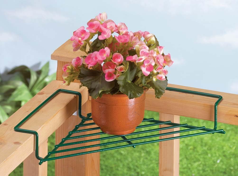 Fox Valley Traders Corner Plant Caddy Storage Shelf, Durable Coated Wire for Indoor/Outdoor Use, Green, 19 ¼” W x 9 ½” W x 2” H