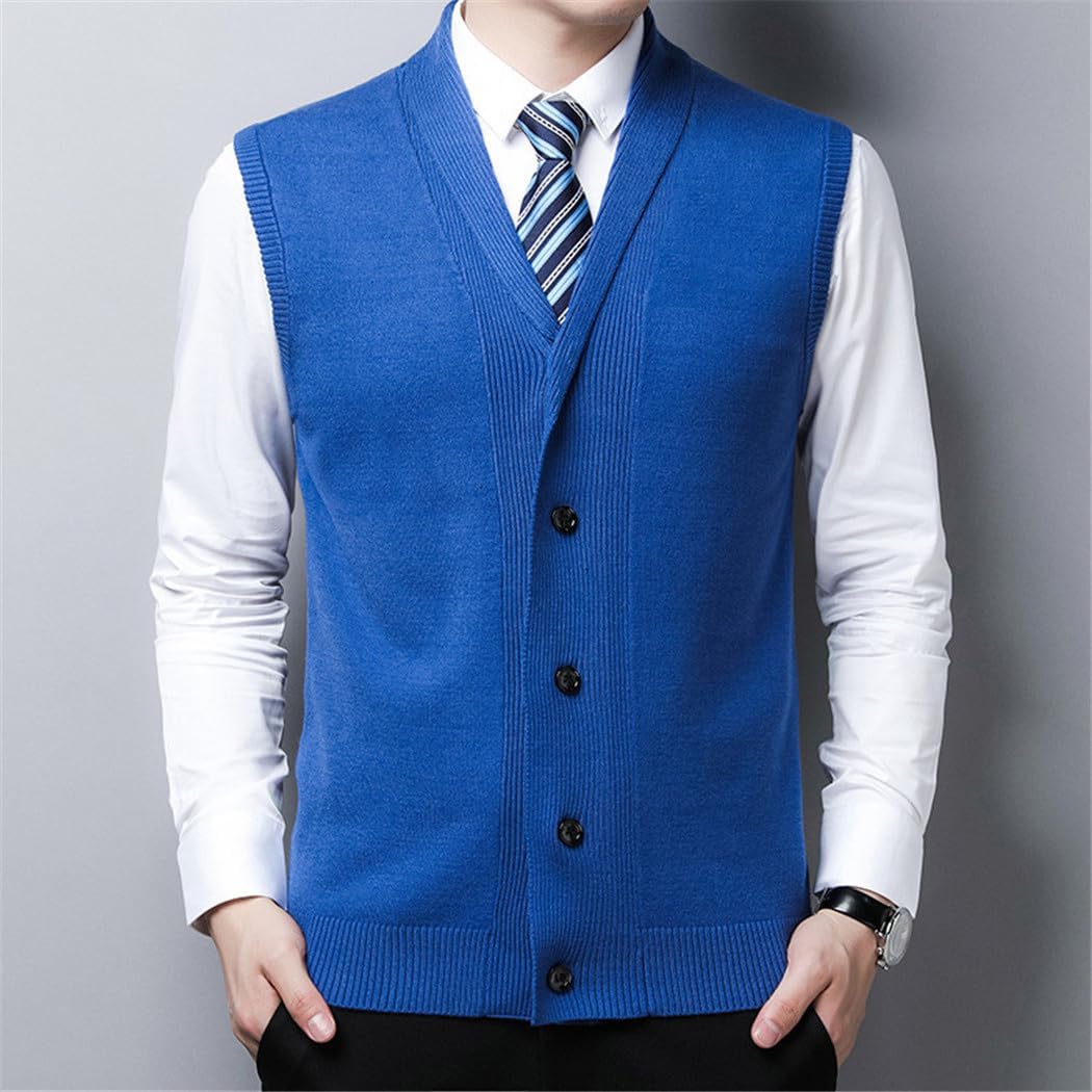 Men's Wool Vest Autumn Winter Small Lapel Sleeveless Sweater Outer Wear Vest Plus Size