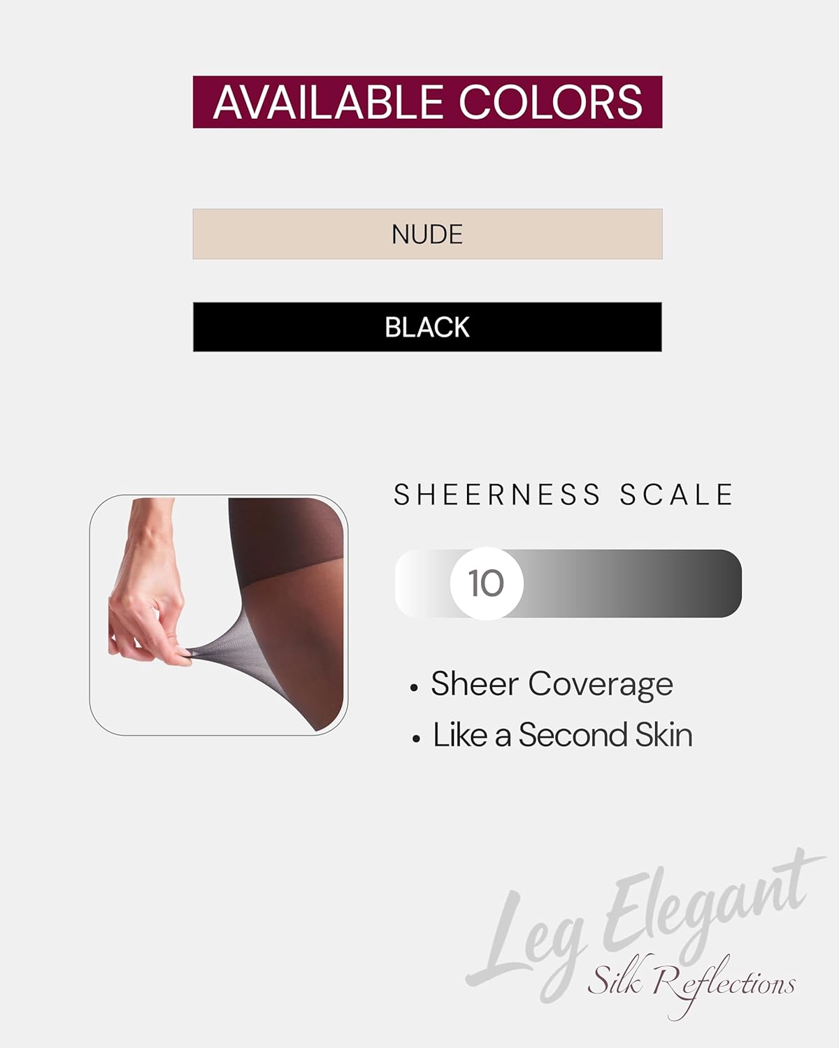 leg elegant 5 Pairs 10D Women's Sheer Tights Ultra Sheer Pantyhose with Control Top - Image 2