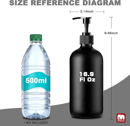 Miniatura 2 de GMISUN Botellas de vidrio recargables de champú y acondicionador, dispensador de champú y acondicionador, dispensador de gel de baño para ducha,