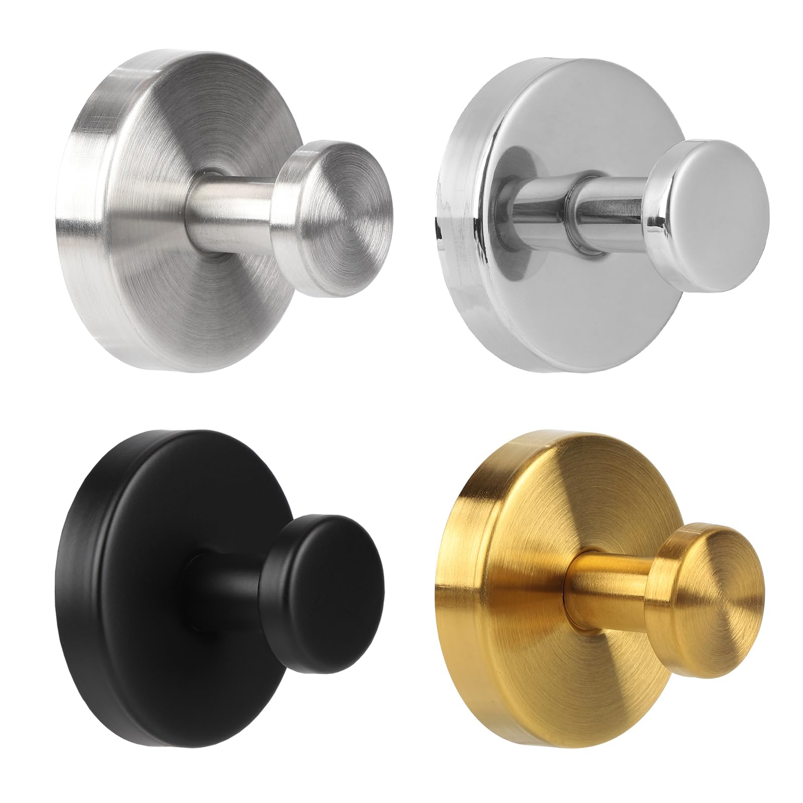 HZPZPP Self Adhesive Hooks for Shower: 304 Stainless Steel Extra Strong 5KG Hanger for Bathroom, Kitchen, Door, Tile, Glass – Towel, Loofah, Coat, Garland, Robe – Waterproof & Rustproof (4 Pcs)