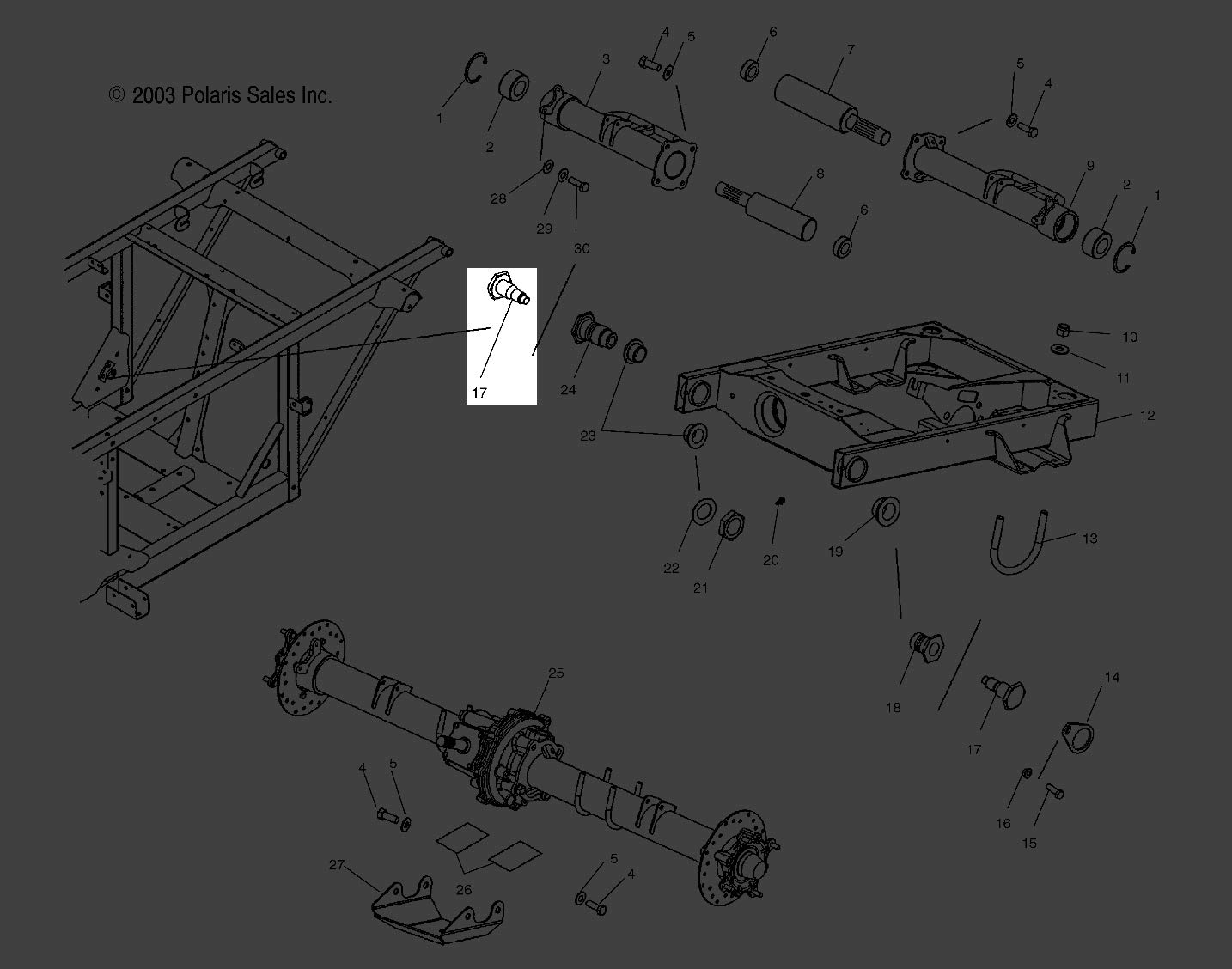 Polaris ATV Swingarm Pivot Bolt, Genuine OEM Part 5131697, Qty 1