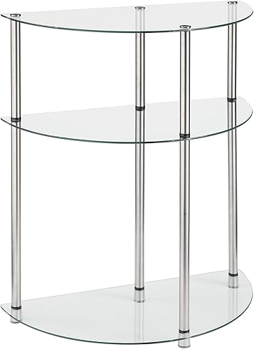 Miniatura 10 de Convenience Concepts Designs2Go - Mesa de entrada clásica de cristal de 3 niveles de 23 pulgadas, moderna mesa de exhibición con estantes de