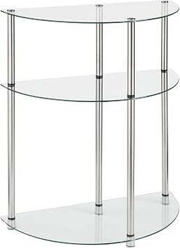 تصاميم مفاهيم الراحة 2Go Classic Glass 3 Tier Half-Circle Entryway Table، Glass   