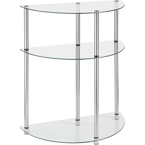 Convenience Concepts Designs2Go Classic Glass 3 Tier Half-Circle Entryway Table, Glass
