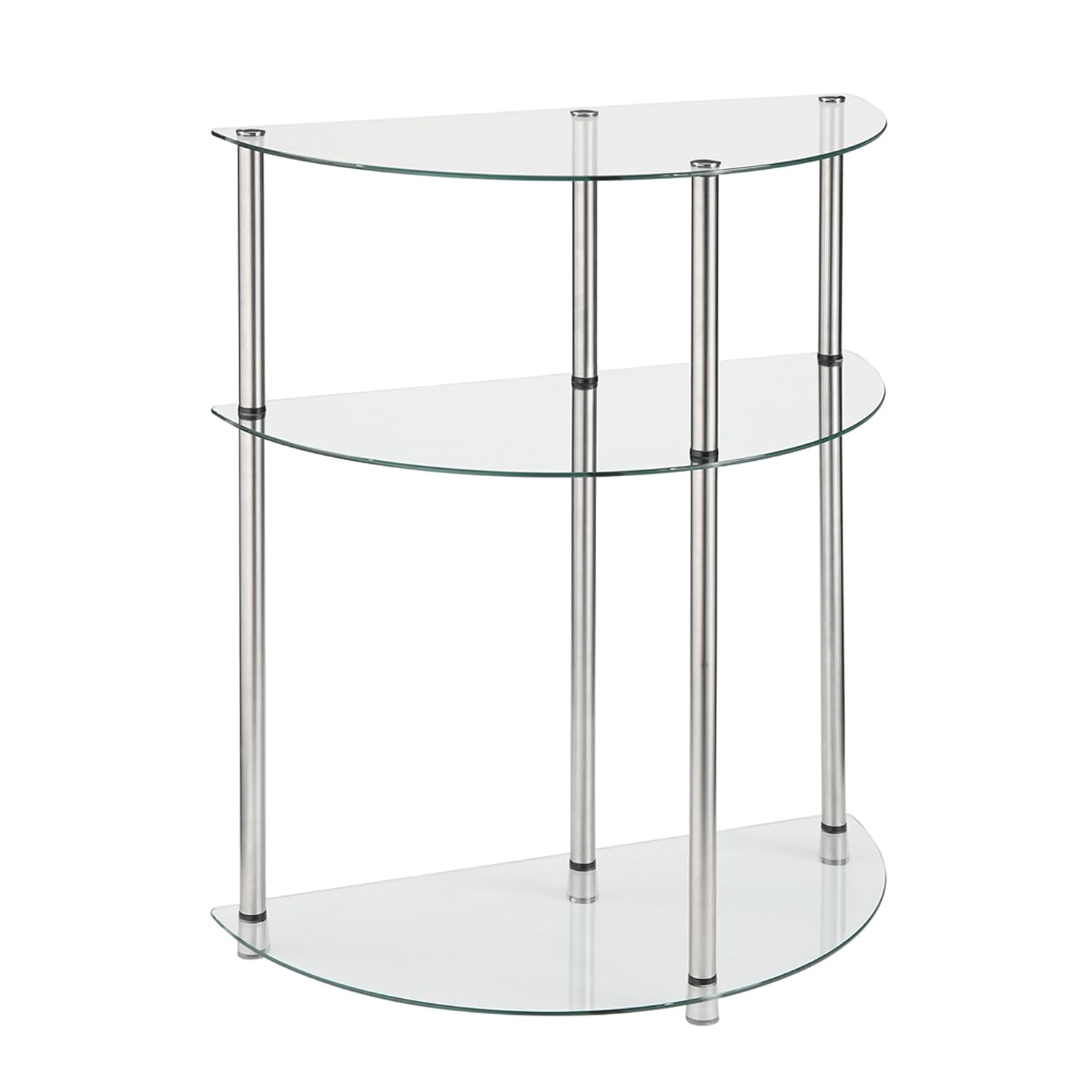 Convenience Concepts Designs2Go Classic Glass 3 Tier Half-Circle Entryway Table Glass