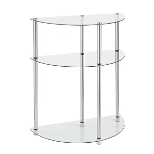 Convenience Concepts Designs2Go Classic Glass 3 Tier Half-Circle Entryway Table Glass