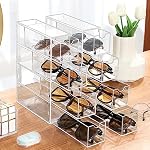 Nicunom 2 Pack Sunglasses Organizer Acrylic, Clear Eyeglasses Case with 4 Drawers, Eyewear Storage Display Case, Stackable Eyeglasses Holder for Women & Men Eyewear - Image 5