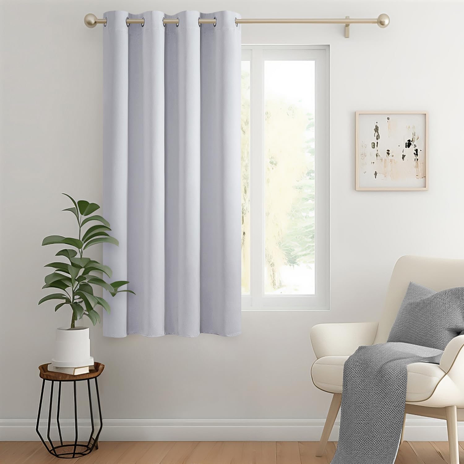 MIULEE Cortinas Salon Opacas Gris Blanco 1 Pieza 140x300cm Cortinas Dormitorio Modernas Cortinas Anti Luz, Habitacion Cortinas Termicas Aislantes Frio y Calor Blackout para Puerta con Ojales