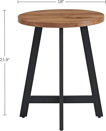 Miniatura 11 de Lavish Home Mesa auxiliar redonda industrial con parte superior de MDF y marco de metal para sala de estar, dormitorio, pasillo o dormitorio, 18