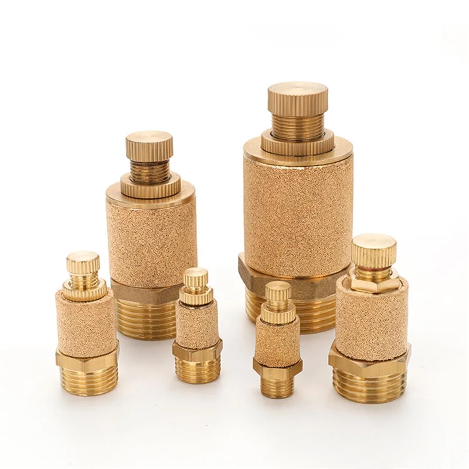 Filtro antirumore dell’aria, Silenziatore di scarico pneumatico in ottone, silenziatore, acceleratore, filettatura BSPT, confezione da 100 misure multiple(Flat 1l8)