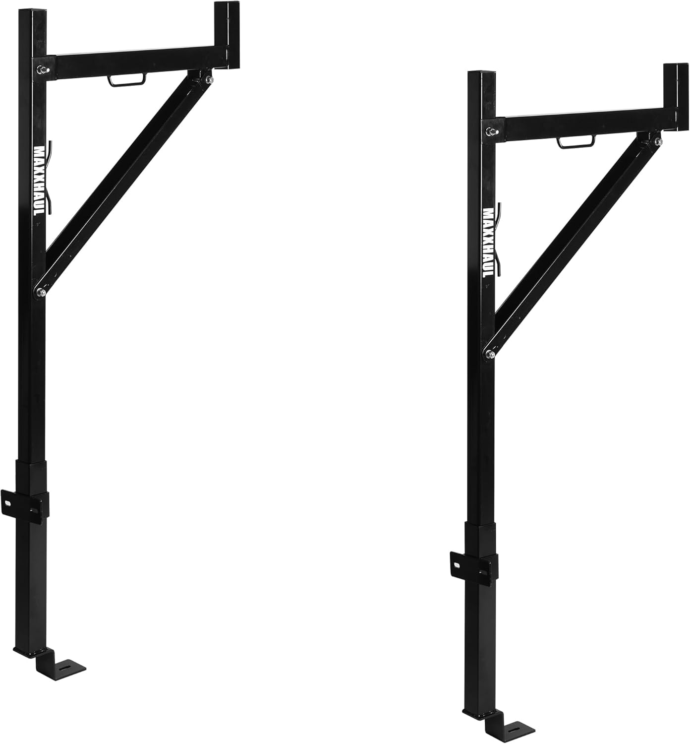 MaxxHaul 70233 Heavy Duty Ladder Rack for Pickup Trucks - Adjustable 19-34in Arms, All-Steel Side-Mount, Black