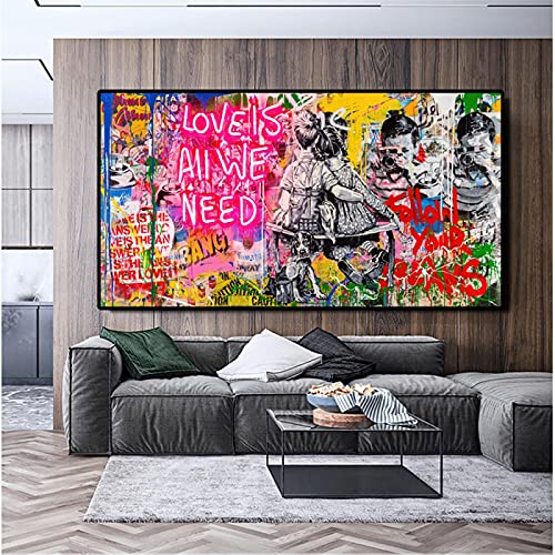 Tableau street art graffiti abstrait coloré pour décoration salon moderne 60x120 cm - 3