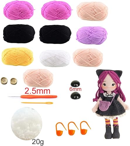 Miniatura 2 de Pretty Gril Kit de ganchillo Muñeca de costura DIY Tejer amigurumi Kits de artesanía de ganchillo Hecho a mano con hilo Accesorios Patrón