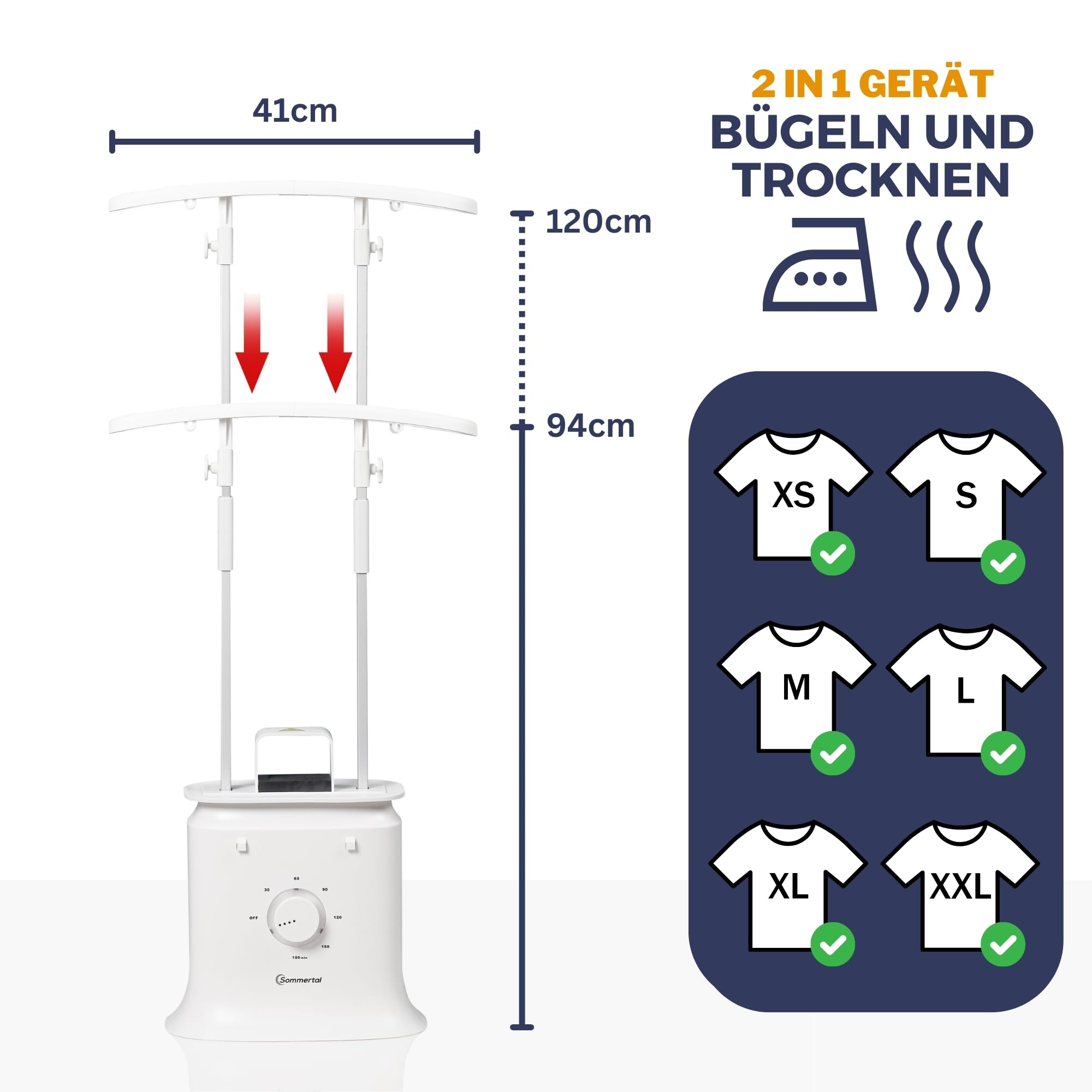 Sommertal Manekin do prasowania Gentleman – prasowalnica do koszulek, bluzek, T-shirtów, spodni, automat 2 w 1