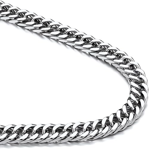 Bandmax Cuban Link Necklace for Men, Stainless Steel Chain, 5/7/10/13mm